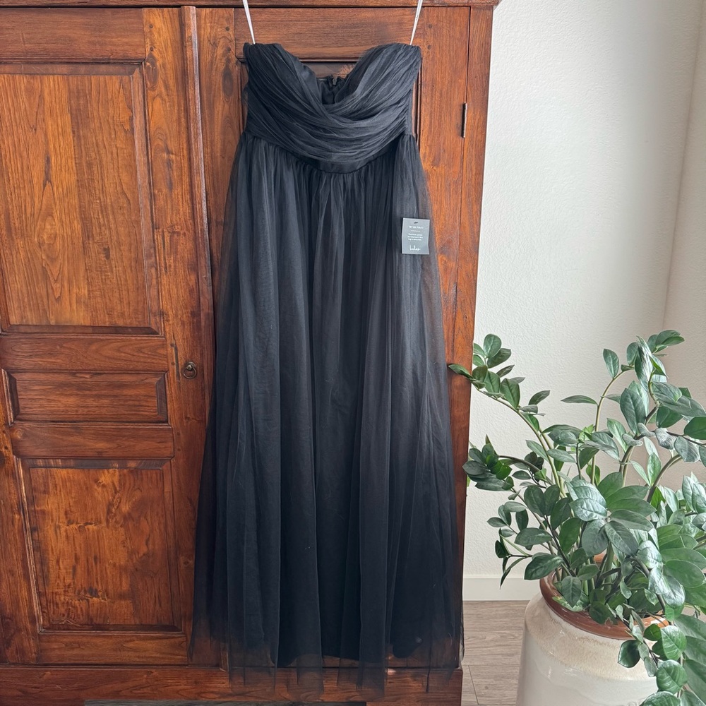 Lulus Regal Behavior Black Tulle Strapless Maxi Dress
